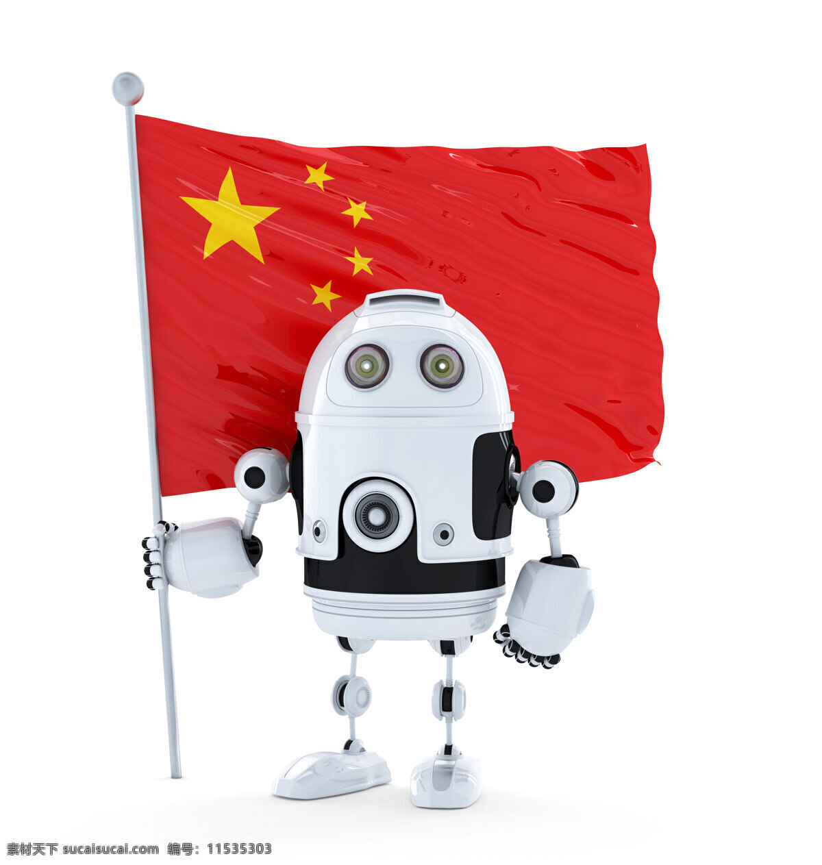 中国 国旗 android 机器人 站 白色