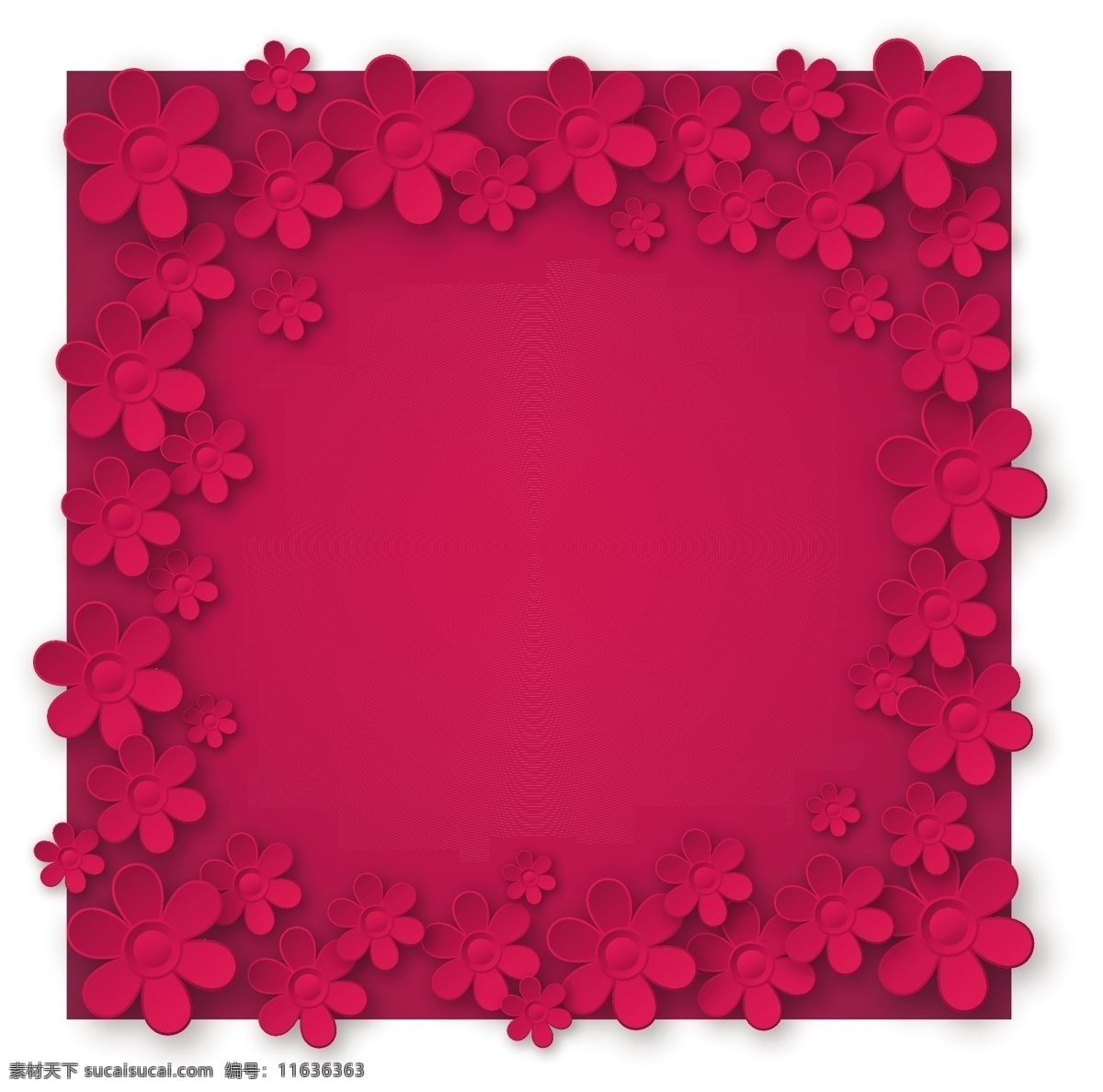 花框 花朵 枚红色花朵 清新花框 玫红色背景 红色背景 平时积累素材 底纹边框 花边花纹