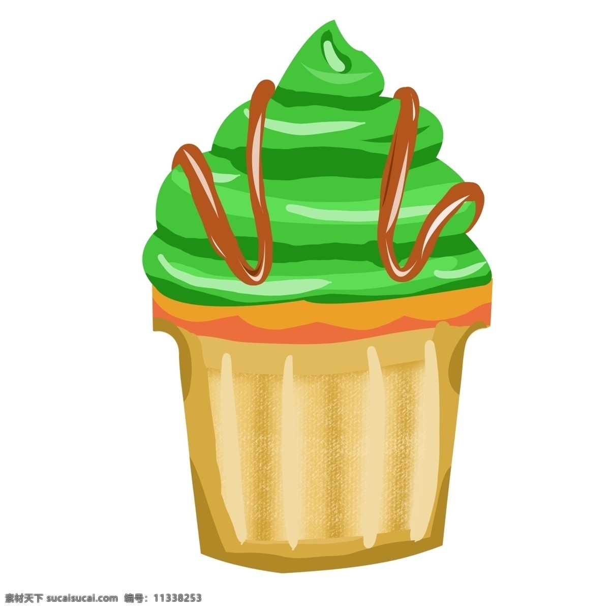 绿色甜筒 雪糕 卡通 夏日 凉爽 简洁 手绘
