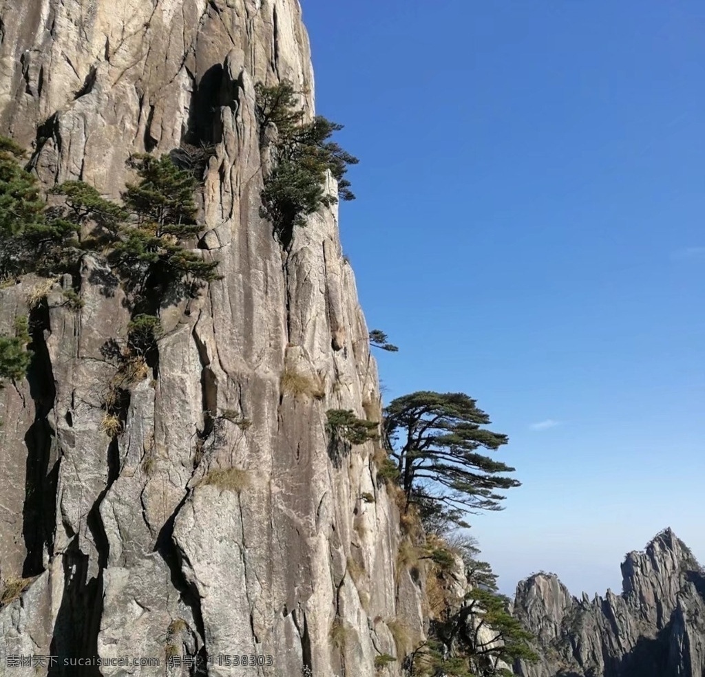 黄山 奇石 险峰 陡峭 松树 陡壁 自然景观 自然风景