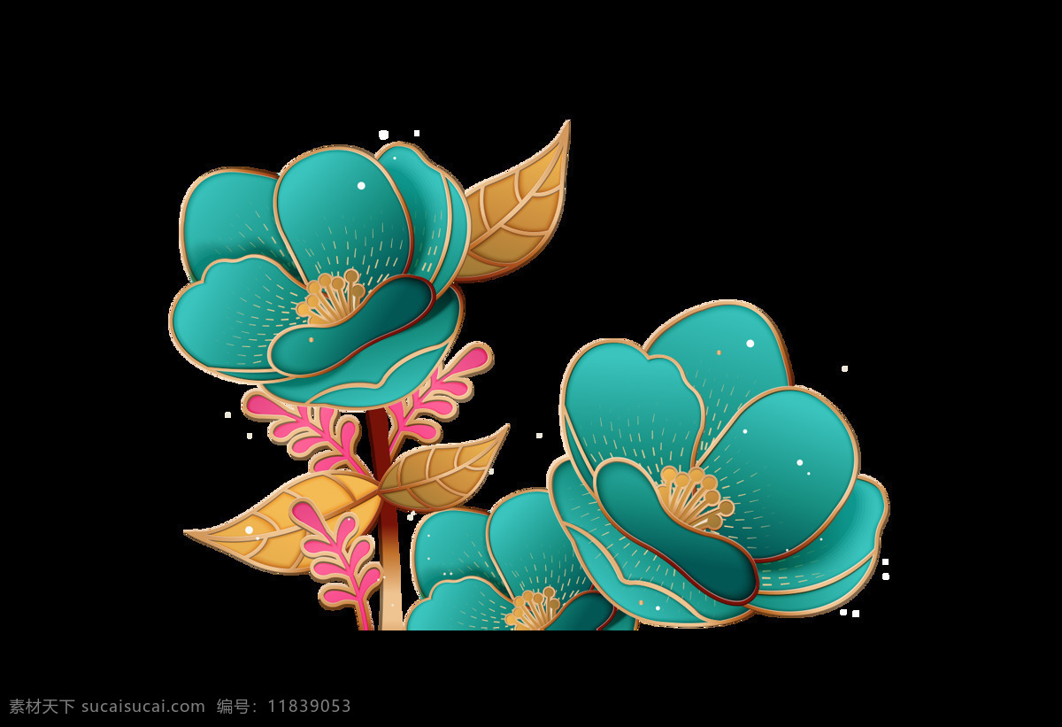 卡通 绿色 花朵 元素 png元素 免抠元素 透明素材 鲜花 装饰