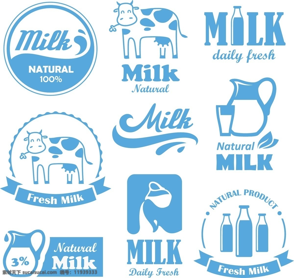 鲜奶 milk 标签 牛奶 矢量 标志图标 其他图标
