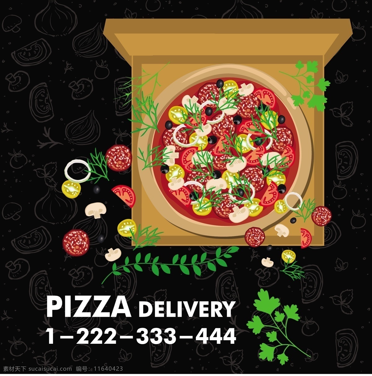 矢量披萨图案 披萨 矢量披萨 食物 矢量食物 快餐海报 快餐 手绘食物