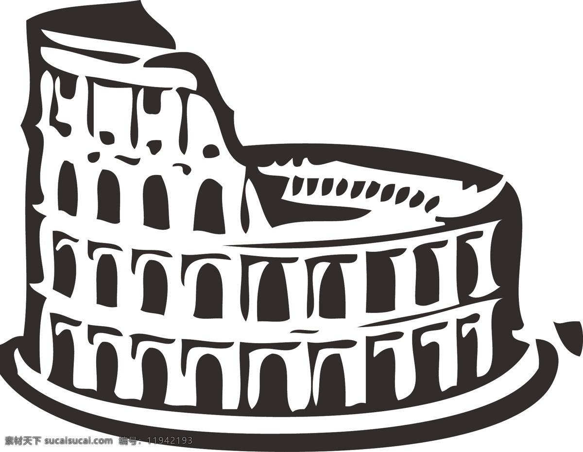 罗马 古建筑 剪影 欧洲建筑 罗马竞技场 aics6 矢量 矢量图 建筑家居