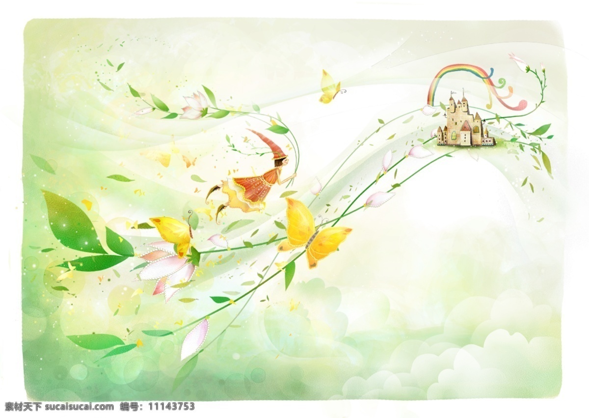 卡通 儿童 童话 相册 背景 分 儿童插画 卡通风景 卡通童话 卡通植物 梦幻童画 psd源文件