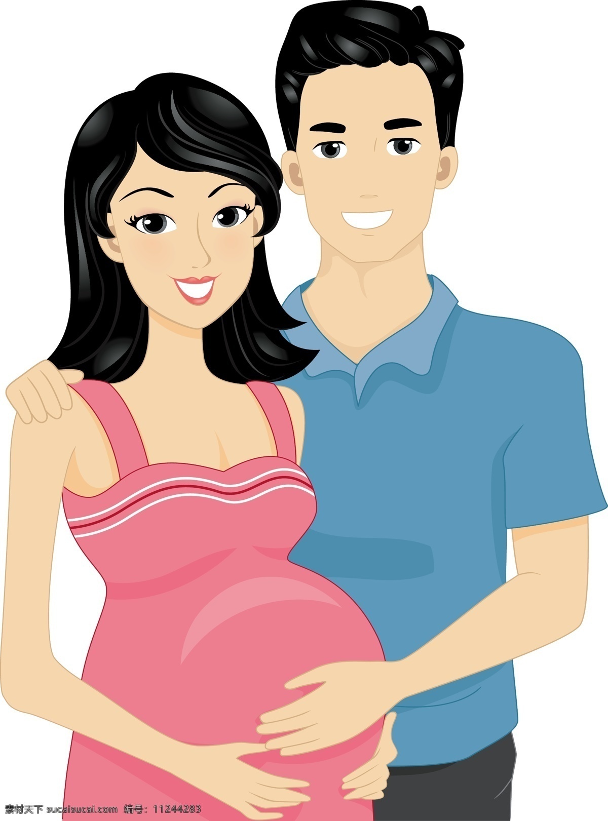 怀孕 妇女 男人 女人 人物 幸福 孕妇 妈咪 矢量图 矢量人物