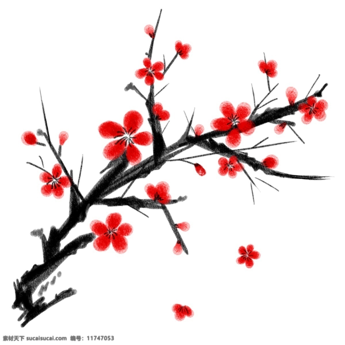 中国 风 矢量 手绘 水墨 梅花 元素 矢量梅花 梅花元素 水墨梅花 中国风