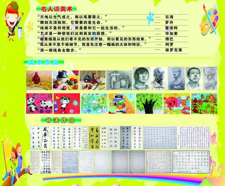 美术作品 展板 幼儿园展板 作品展板 美术作品展板 名人谈美术 矢量 其他展板设计