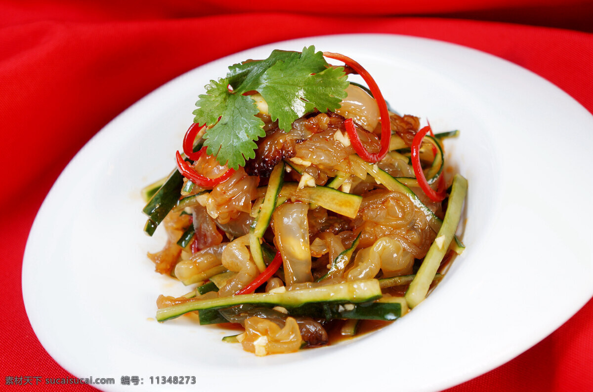 凉拌海蜇丝 海蜇丝 辣椒 葱 姜 蒜 易拉宝 餐饮美食 传统美食