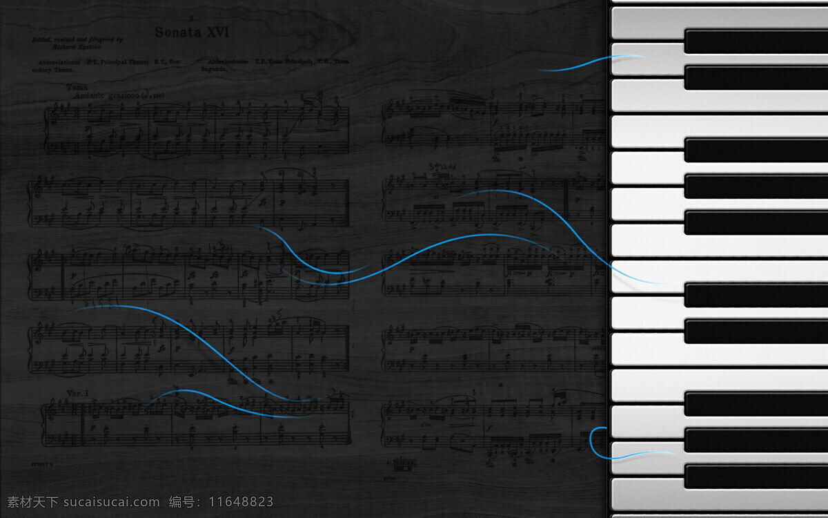 钢琴 乐谱 蓝色 流线 琴键 文化艺术 舞蹈音乐 钢琴乐谱 psd源文件