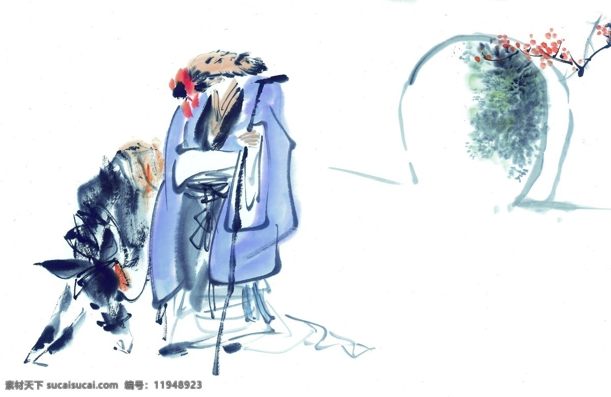 花鸟画 中国画 国画 水墨画 丹青 绘画艺术 传统绘画 张果老 驴 书画文字 文化艺术 白色