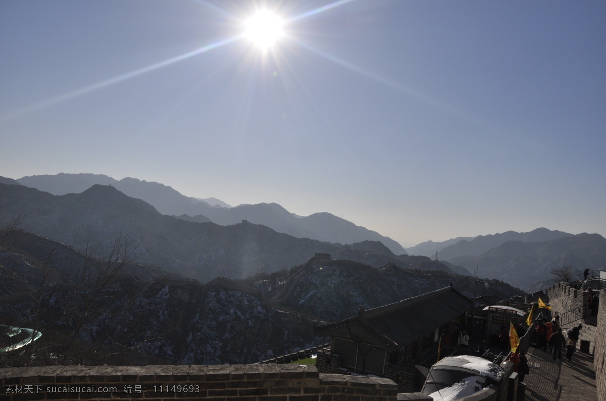 山 天空 长城 雪山 远山 自然景观 自然风景