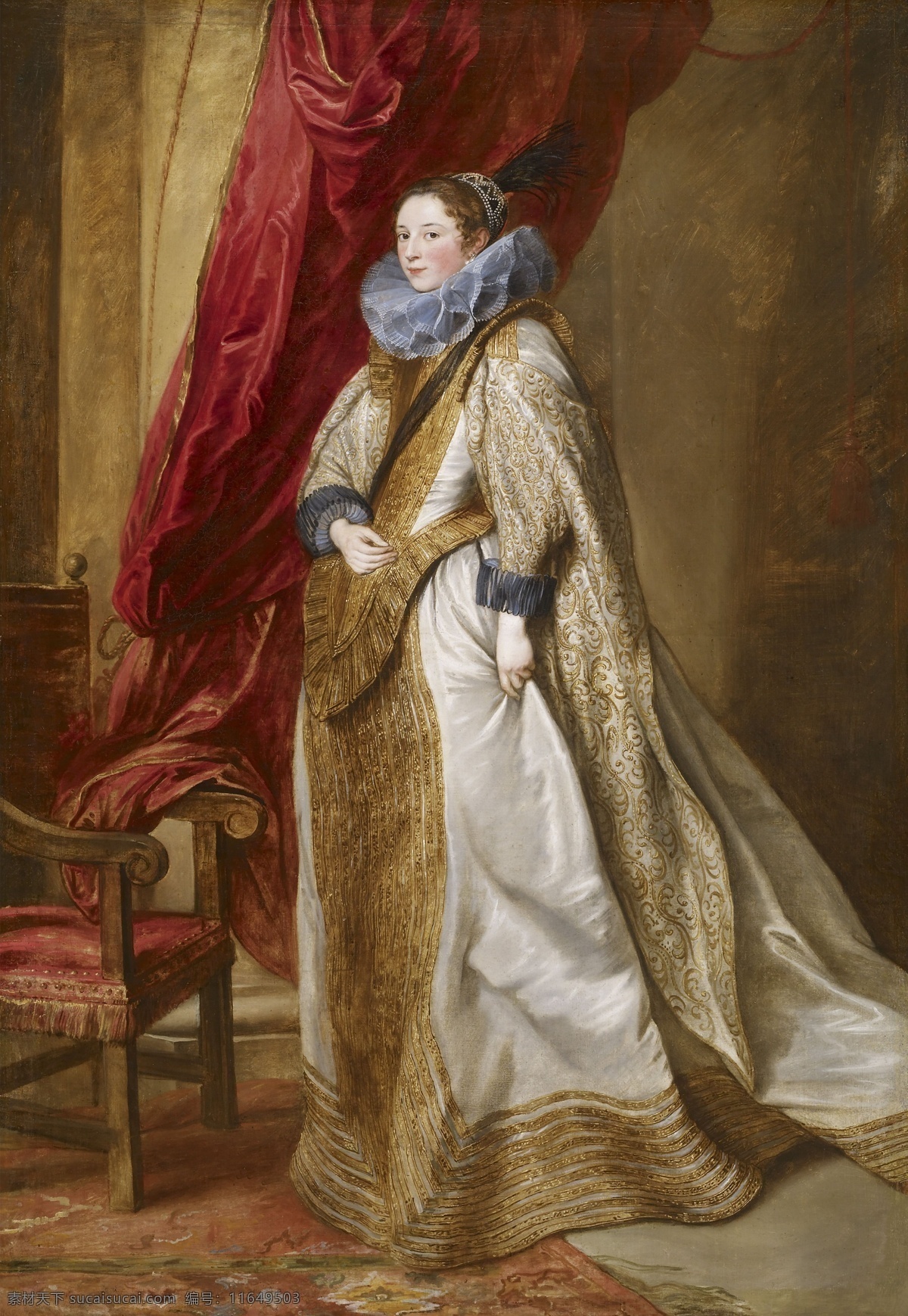 dyck 人物 油画 装饰画 英国 画家 安东尼 凡 戴克 anthony noblewoman genoese of portrait van 巴洛克艺术 装饰素材