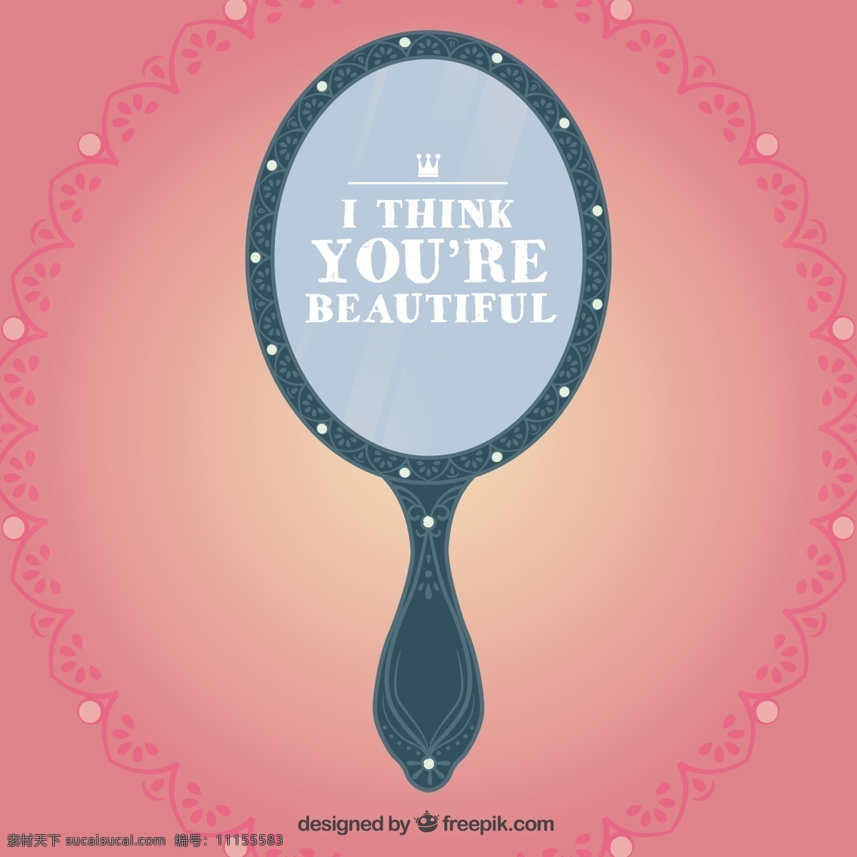 你是美丽的 装饰品 公主 镜子 装饰 美丽 粉色
