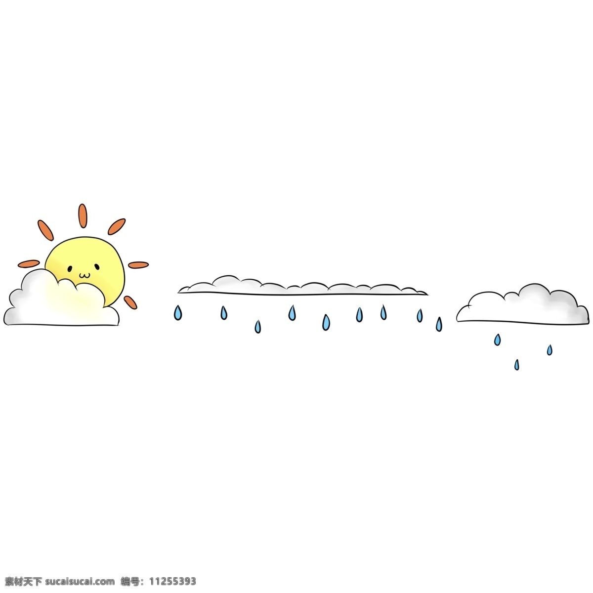 太阳 云朵 分割线 装饰 太阳分割线 云朵分割线 黄色太阳 雨滴分割线 分割线装饰 卡通分割线 可爱的分割线