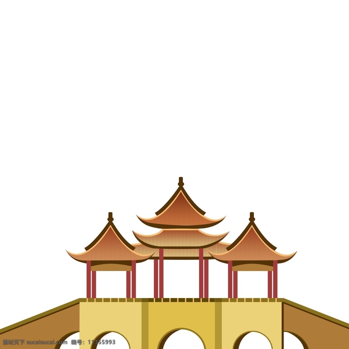 五亭 莲花 桥 手绘 建筑设计 插画 莲花桥 建筑 古建筑 古代元素 中国元素