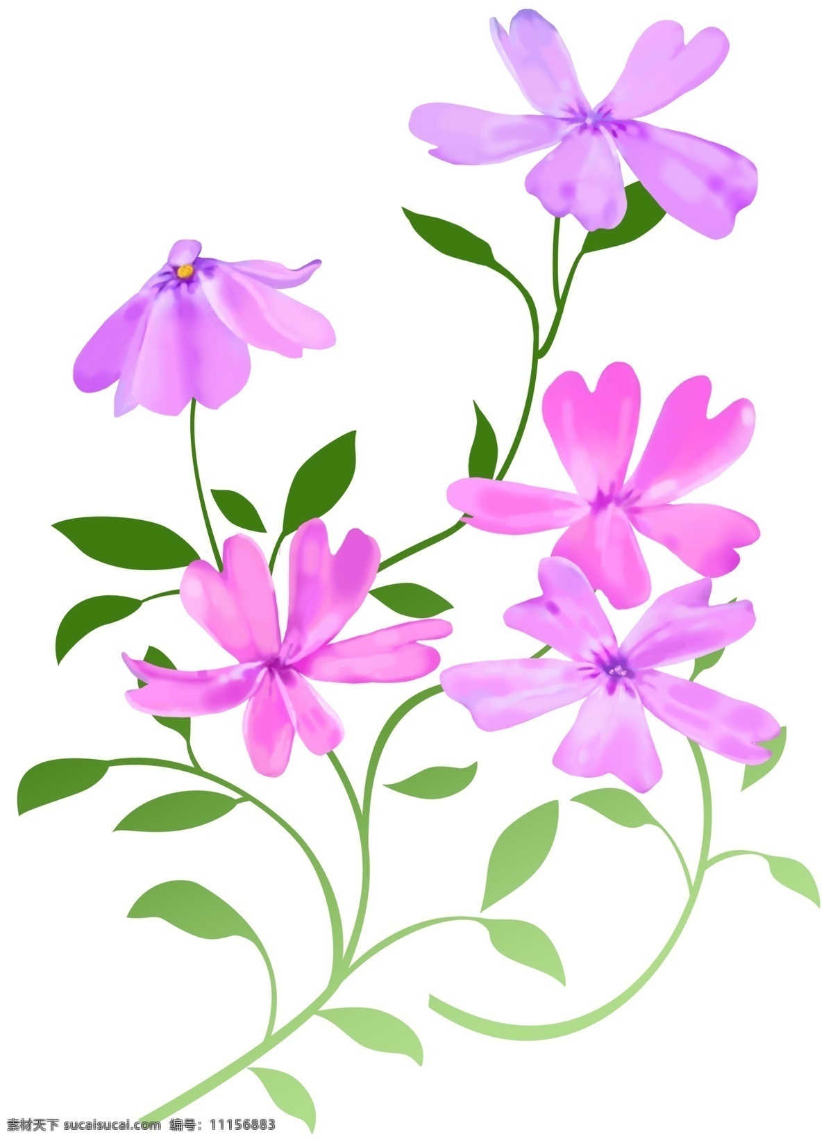 紫色 星星 花朵 大花 花 绿叶 小碎花 紫色花朵 psd源文件