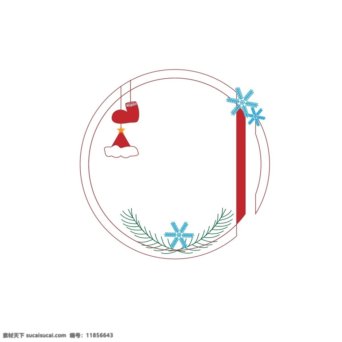圣诞 帽 雪花 元素 植物 简约 风 边框 圣诞帽 红绿蓝 圣诞袜子