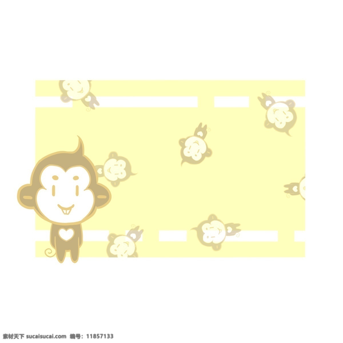 黄色 猴子 边框 插画 黄色的边框 可爱的边框 动物边框 唯美边框 黑色的猴子 漂亮