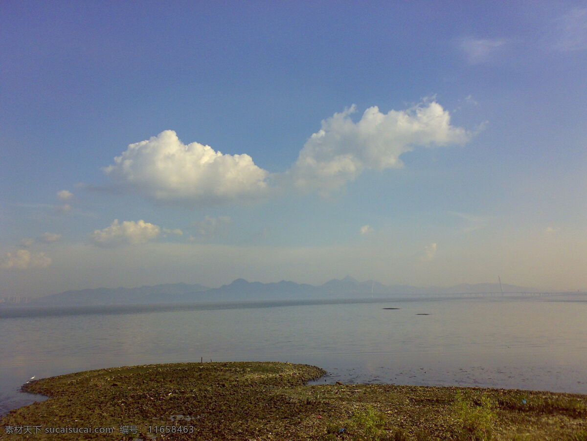 倒影 房子 风景 高楼 共享 共享图片 海边 海水 蓝天白云 桥 深圳 深圳红树林 红树林 远处的高楼 天空 摄影图片 远处的山 石头 远处的楼房