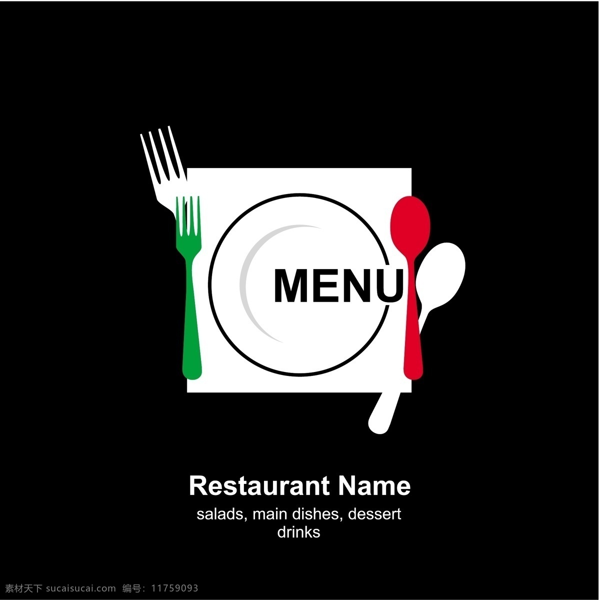 餐厅菜单封面 餐厅 菜单 刀叉 主题 封面 黑色背景 菜单菜谱 矢量素材