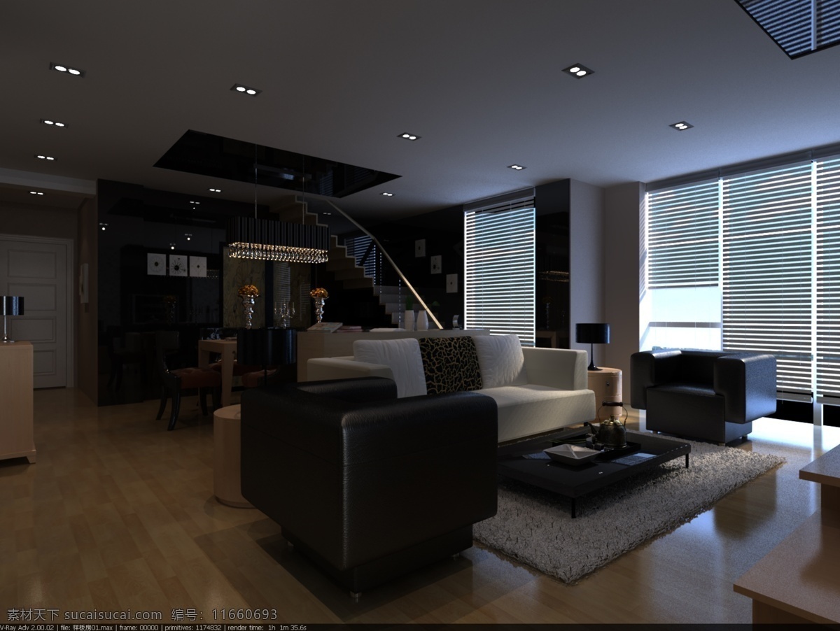 版 房 环境设计 客厅 楼梯 沙发 室内设计 样版房 装饰素材