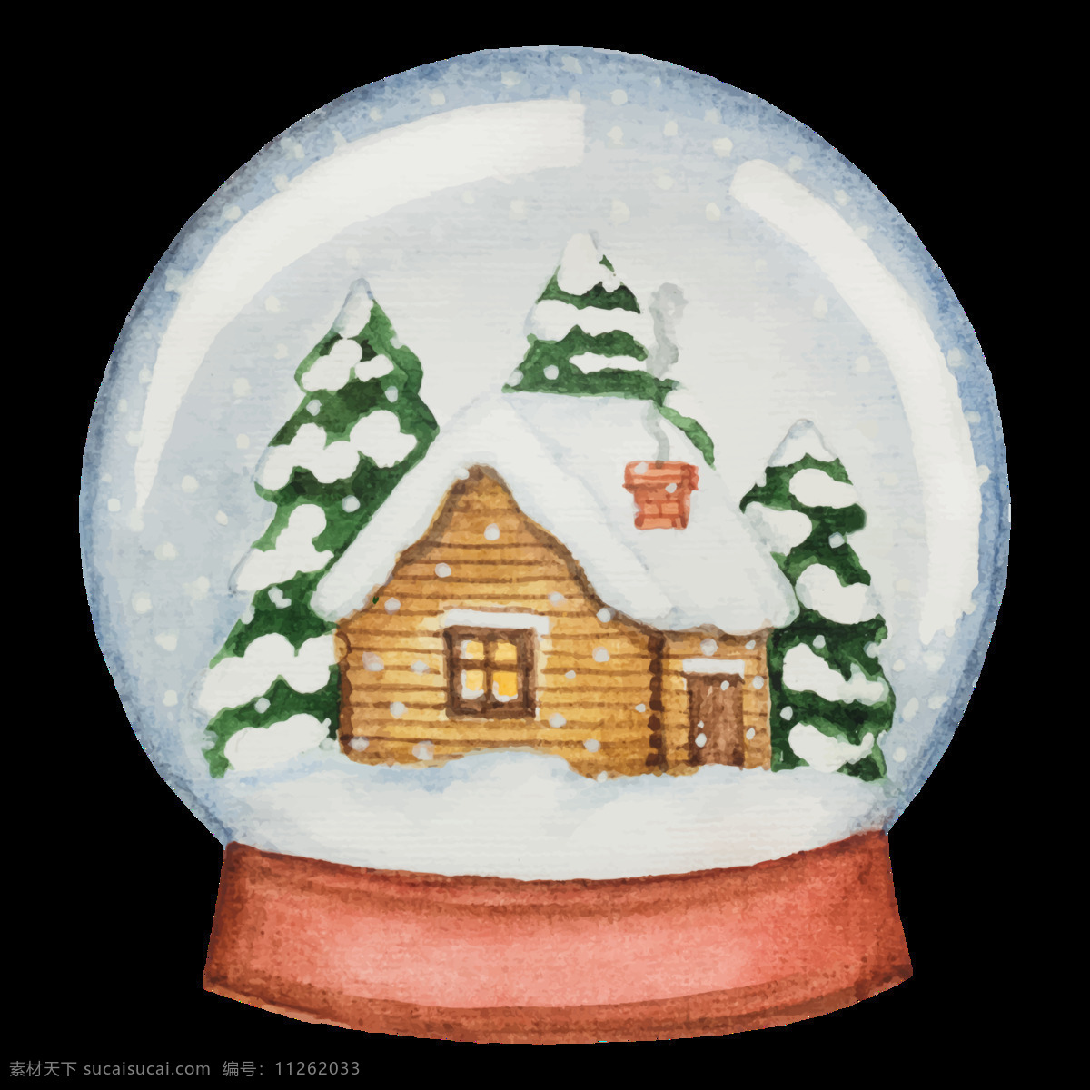 玻璃球 风景 透明 玻璃 冬季 卡通 抠图专用 装饰 设计素材