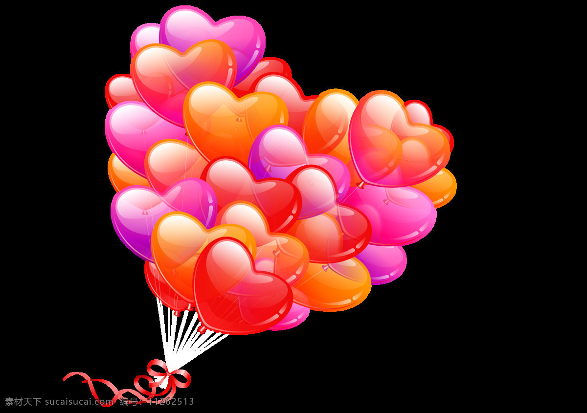 彩色 心形 漂浮 气球 元素 彩色心形气球 漂浮元素 爱心气球 透明元素 png元素 免抠元素