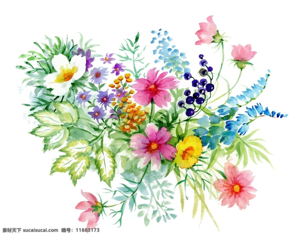 花束 植物 花朵 水彩 手绘 矢量 文件 插花 花园 夏天 中国风 国画 小花 鲜花 卡通 装饰 印刷 高清