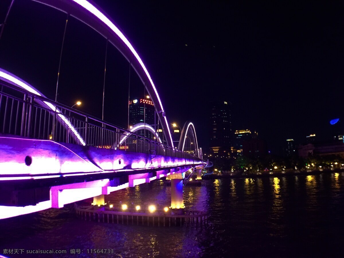 夜幕 下 广州 解放桥 夜幕下 霓虹灯 夜景 自然景观 建筑景观