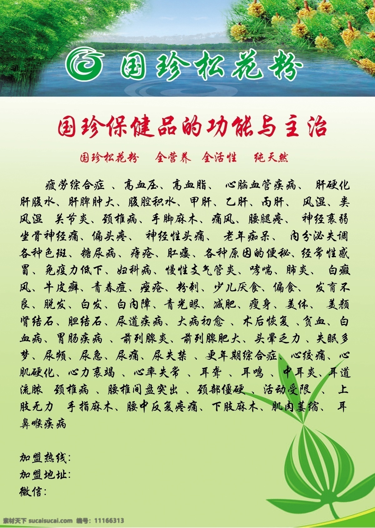 国珍松花粉 国珍 松花粉 保健品 功能 主治 psd源文件 分层素材 绿色