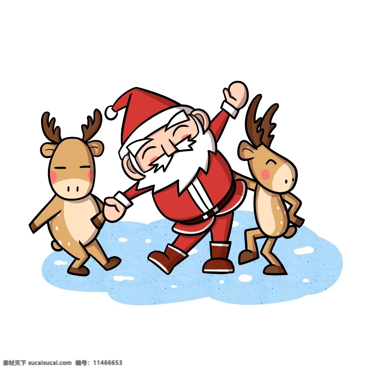 卡通 圣诞老人 驯鹿 玩耍 透明 底 christmas 卡通圣诞老人 卡通驯鹿 圣诞快乐 圣诞节快乐 圣诞节 冬季 节日