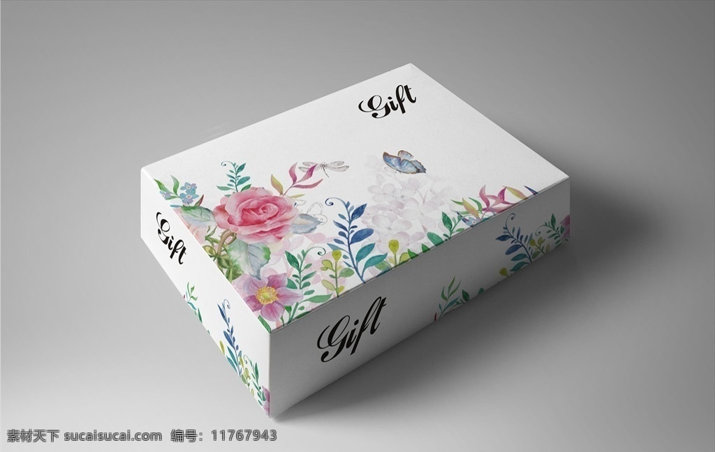 清新 水彩 绘 包装 礼盒 唯美 水彩绘 植物 花朵 包装盒 包装设计