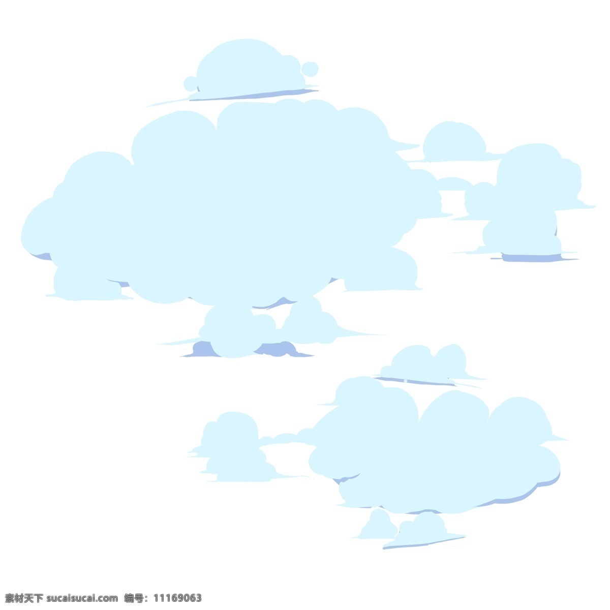 天空 云朵 手绘 卡通 蓝色 装饰 贴画 白云朵朵 天边的 蓝色云彩 颜色 朴素 蓬松 卡通风格 童话风 柔软