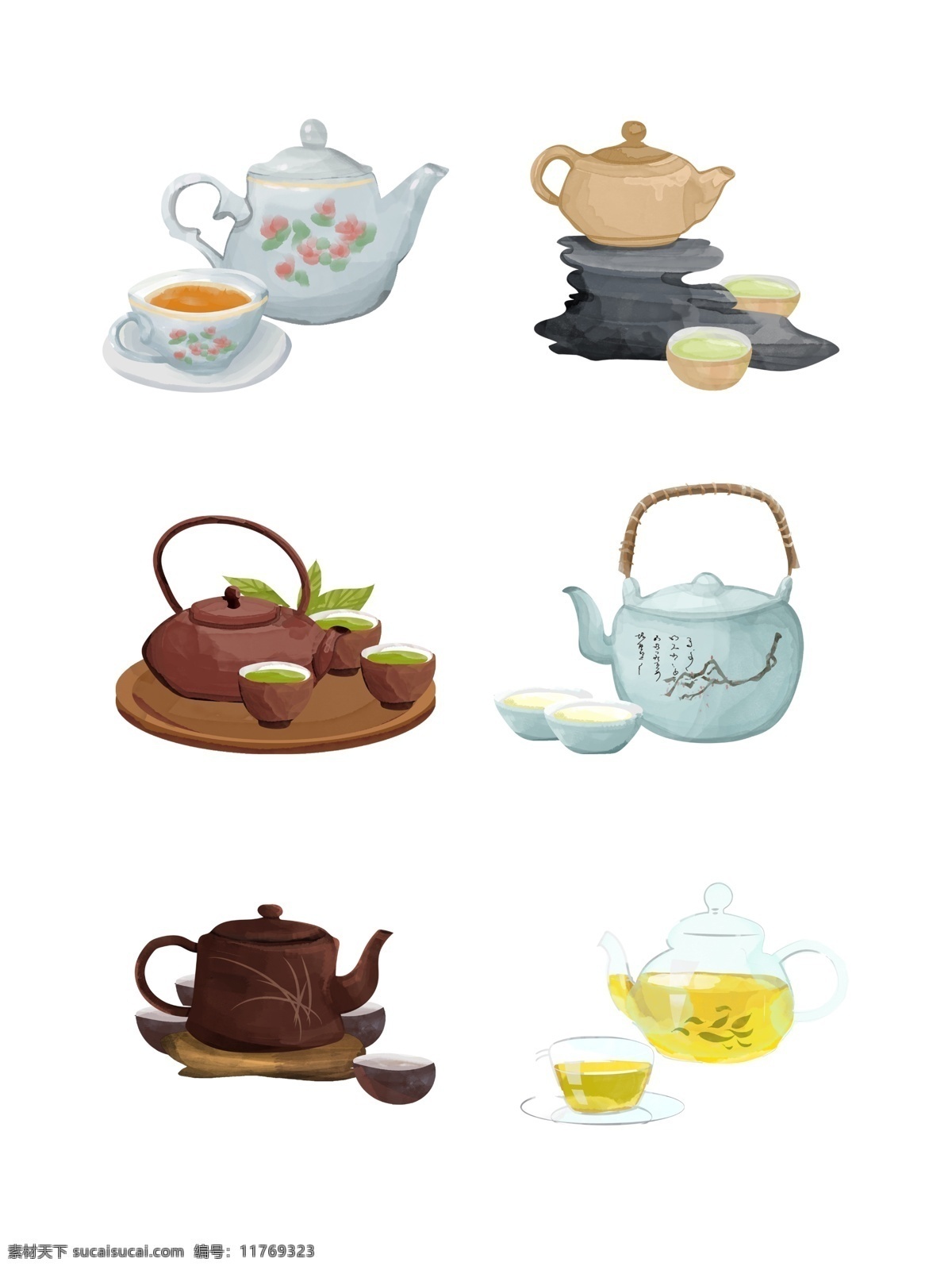 水彩 手绘 古风 唯美 茶壶 茶道 元素 免 抠 图 优美 古典 文化 茶 中国 传统 禅 古代 茶具 喝茶 典雅 免抠图