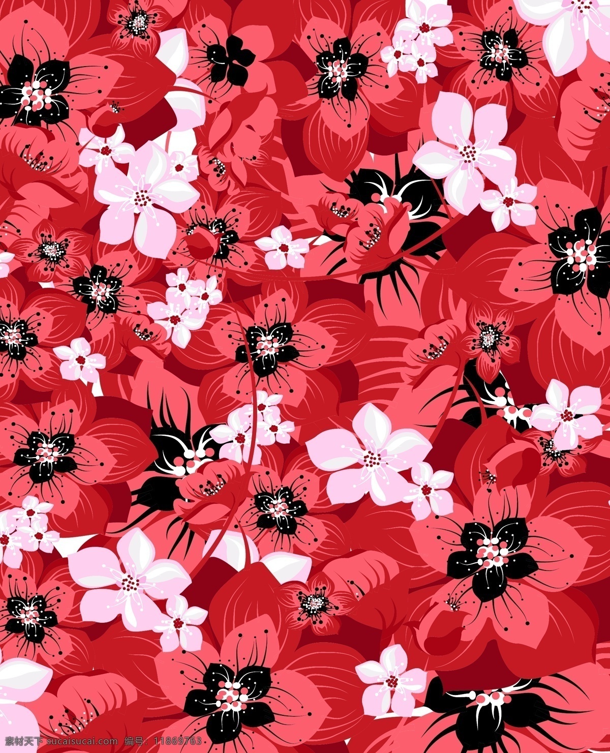 红色 鲜花 底纹 古典 花纹 平铺 桃花 矢量图 花纹花边