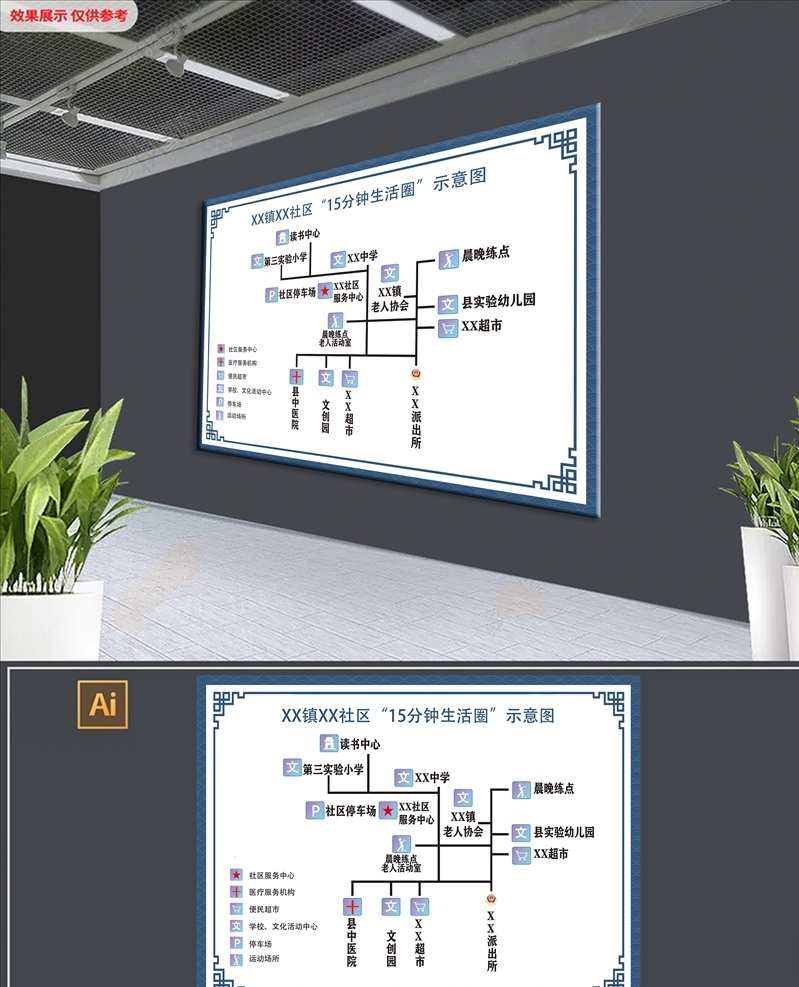 分钟 生活圈 大方 社区文化 简单示意图 社区示意图 快速方便 室外广告设计