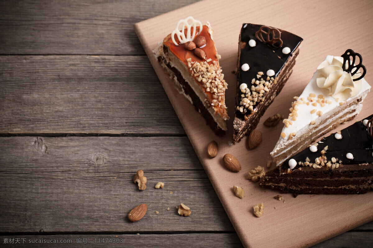 美味 巧克力 切块 蛋糕 高清 甜品 木板