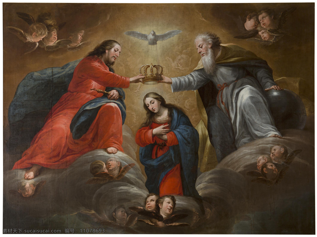 圣母 玛丽 娅 加冕 圣经故事 救世主之母 耶稣 上帝 宗教油画 古典油画 油画 文化艺术 绘画书法
