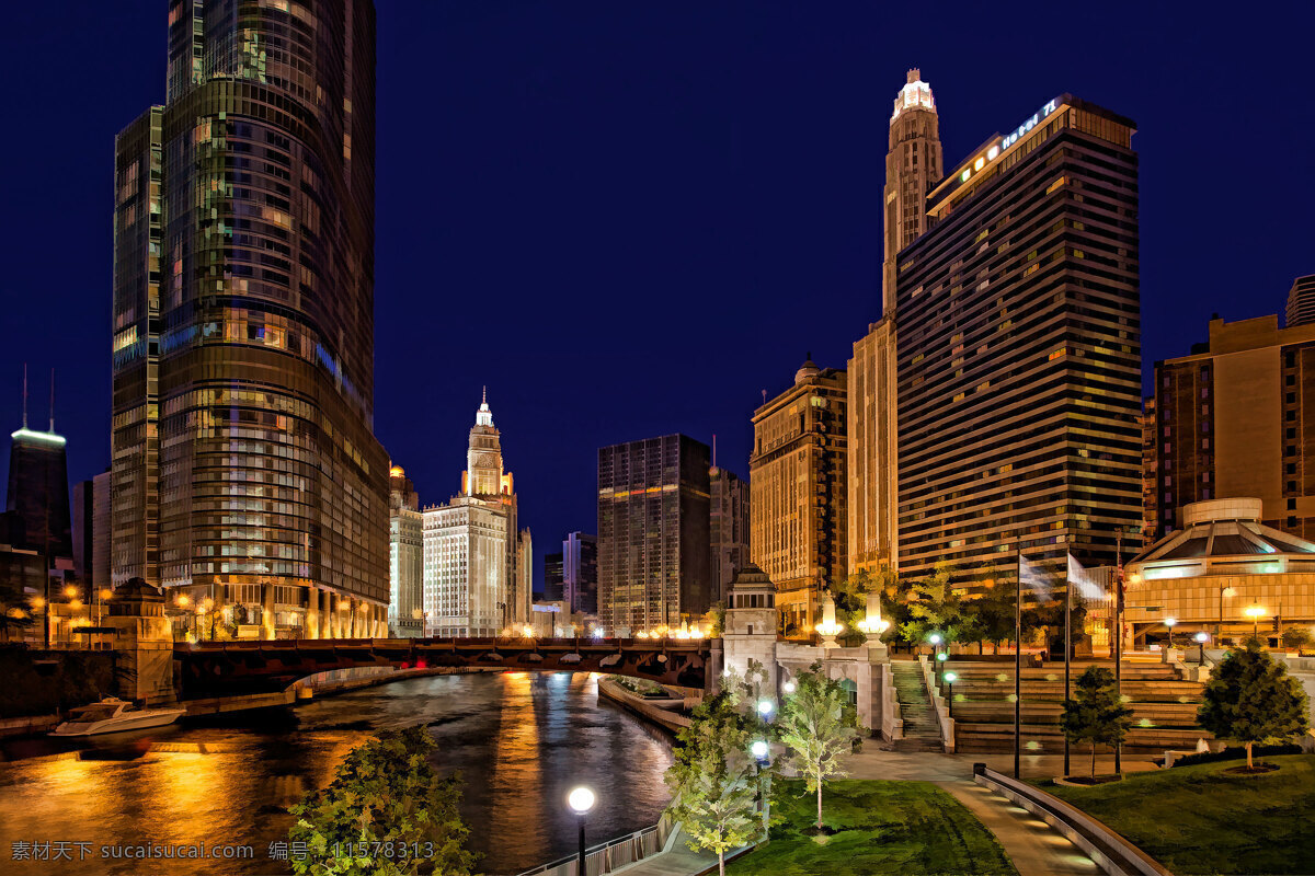 城市夜景 城市 夜景 夜景灯光 建筑夜景 高楼大厦 河流 小桥 房子 高楼 优美风景 自然景观 建筑景观