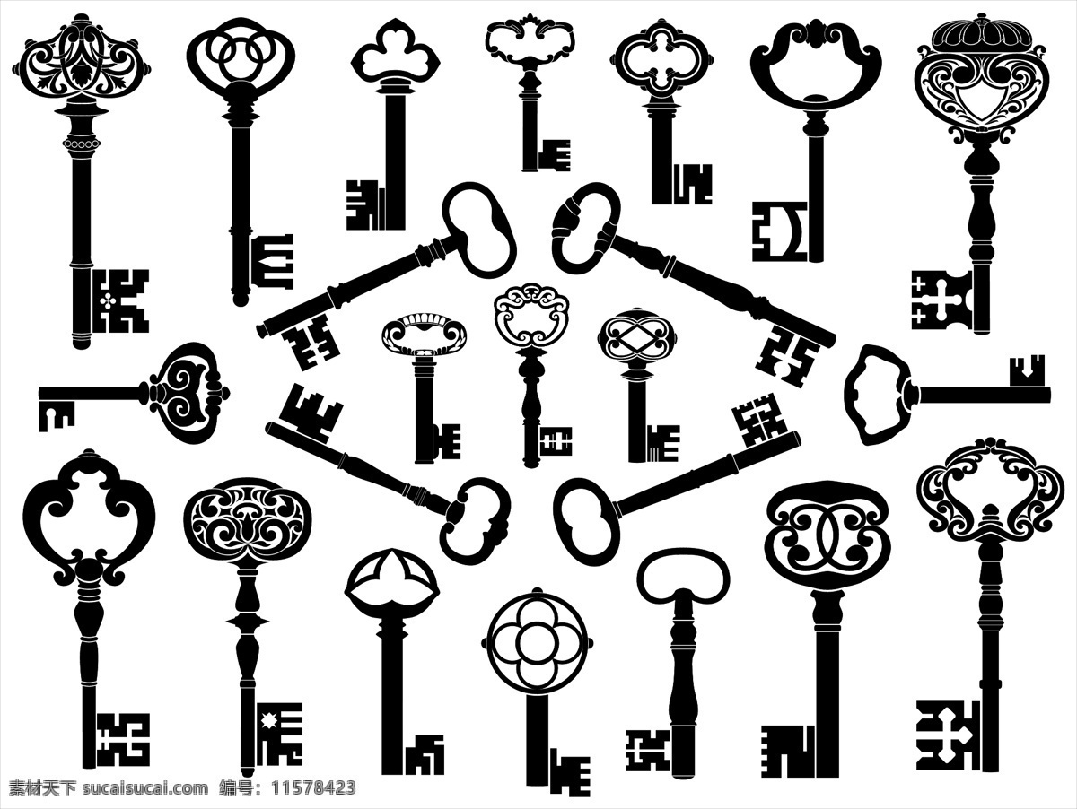 欧式 复古 钥匙 矢量图 其他矢量图