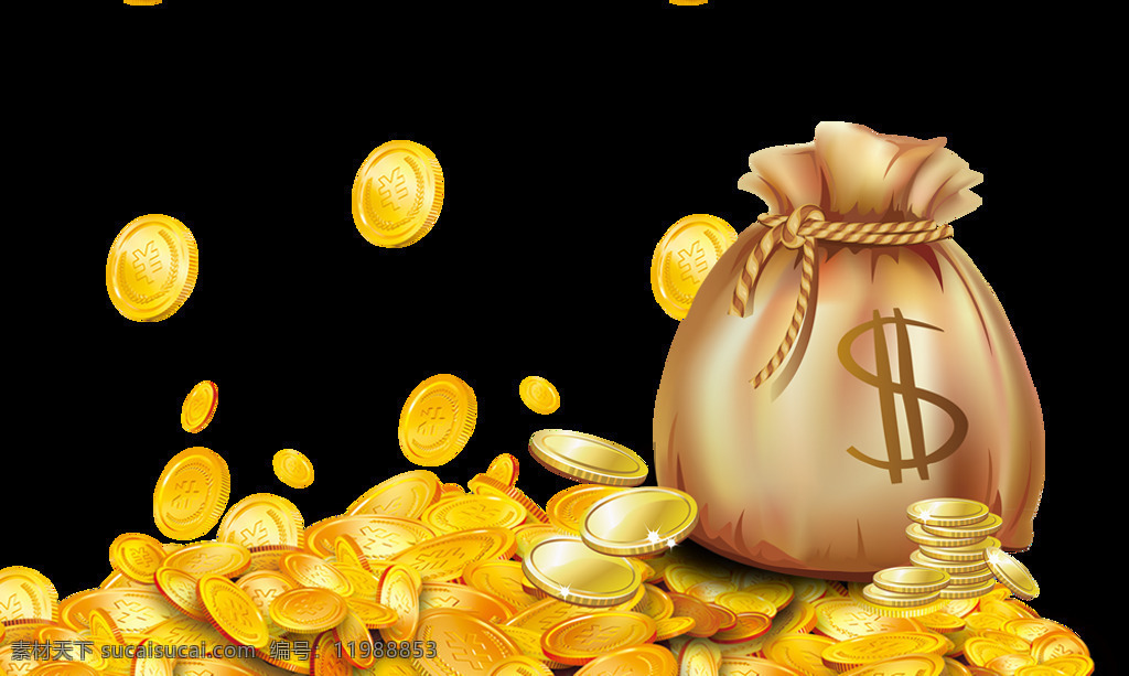金币 金钱 钱币 金子 黄金 金袋 袋子 分层