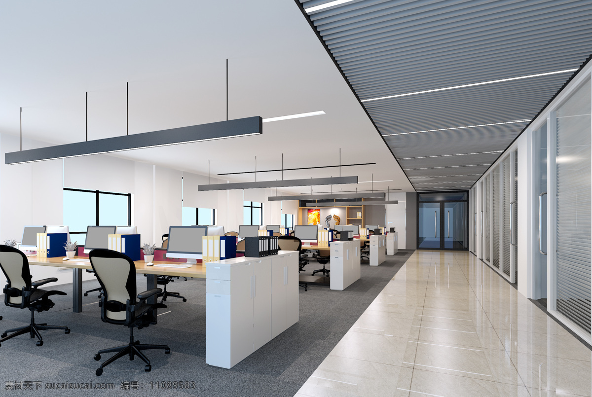 办公室 敞开办公室 现代 公共空间 简约 效果图 3d设计