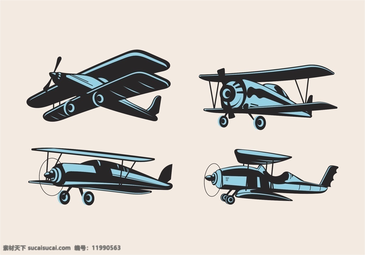 飞机 客机 螺旋桨飞机 喷气式飞机 矢量飞机 飞行器 时尚卡通飞机 老式飞机 交通物流 卡通设计