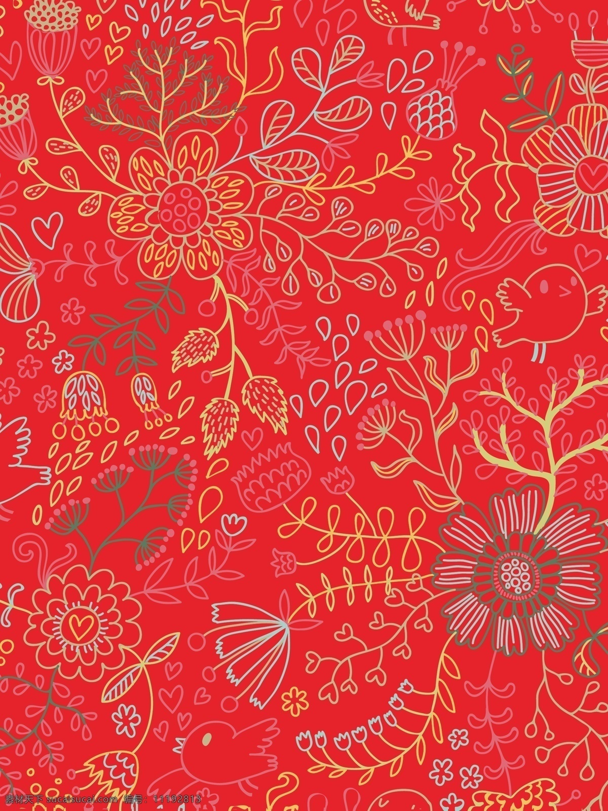 红色 花纹 喜庆 背景 主题 花朵 庆祝 简约展板 广告背景