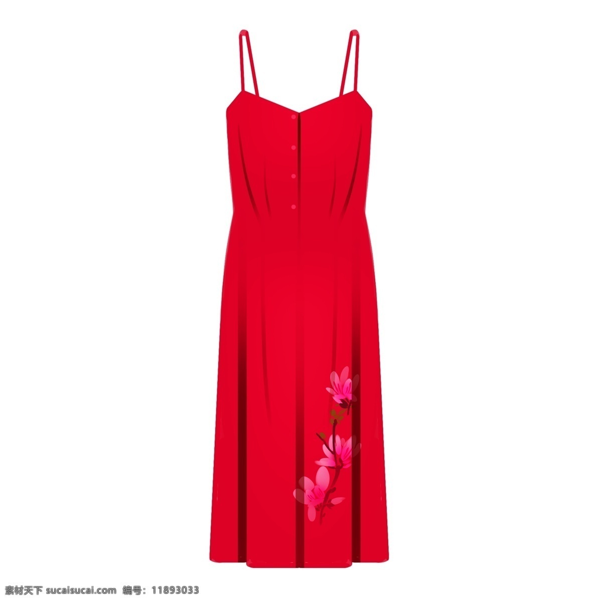 红色 吊带 连衣裙 夏季衣物 吊带裙子