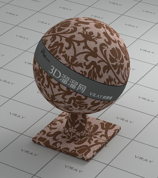 vray 棕色 布料 材质 max9 花纹 有贴图 3d模型素材 材质贴图