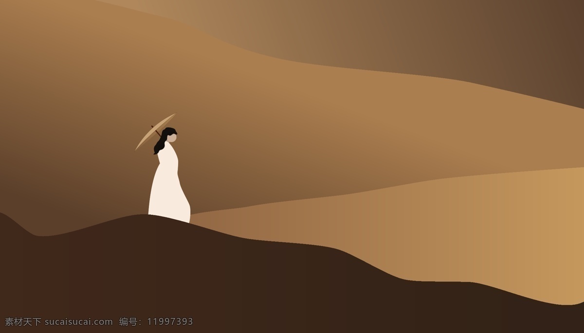 大漠 白衣 女子 插画 习作 沙漠 古风