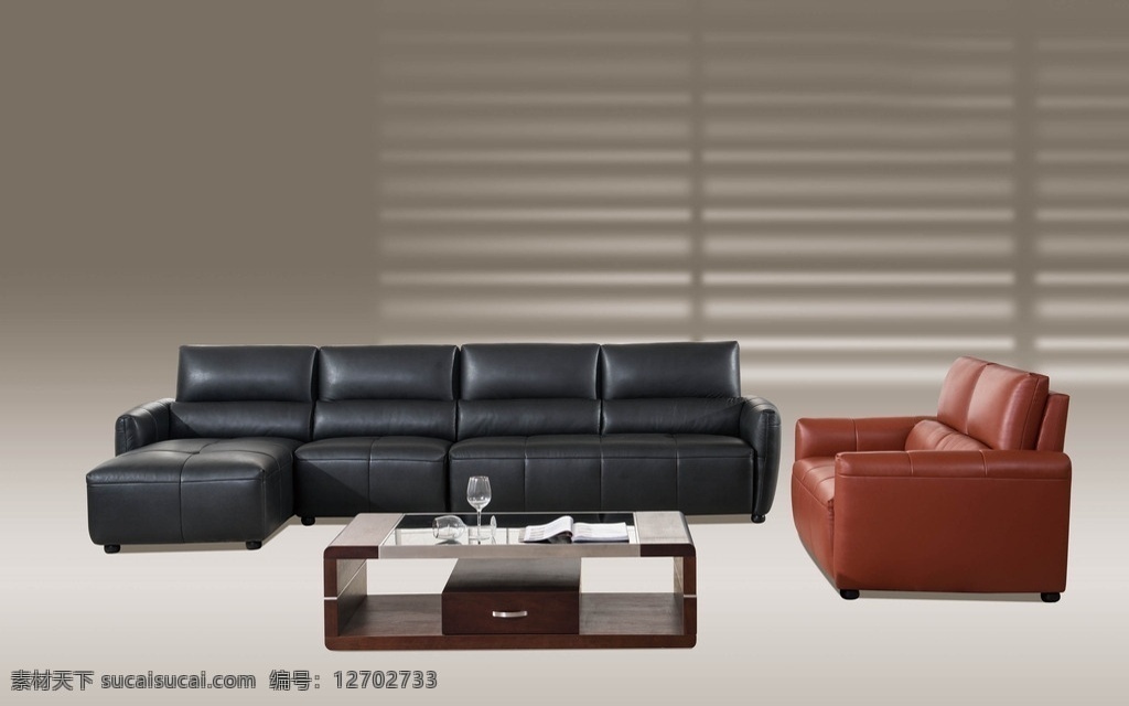 客厅 现代 进口头层 中厚牛皮 时尚真皮沙发 布沙发 环境设计 家居设计