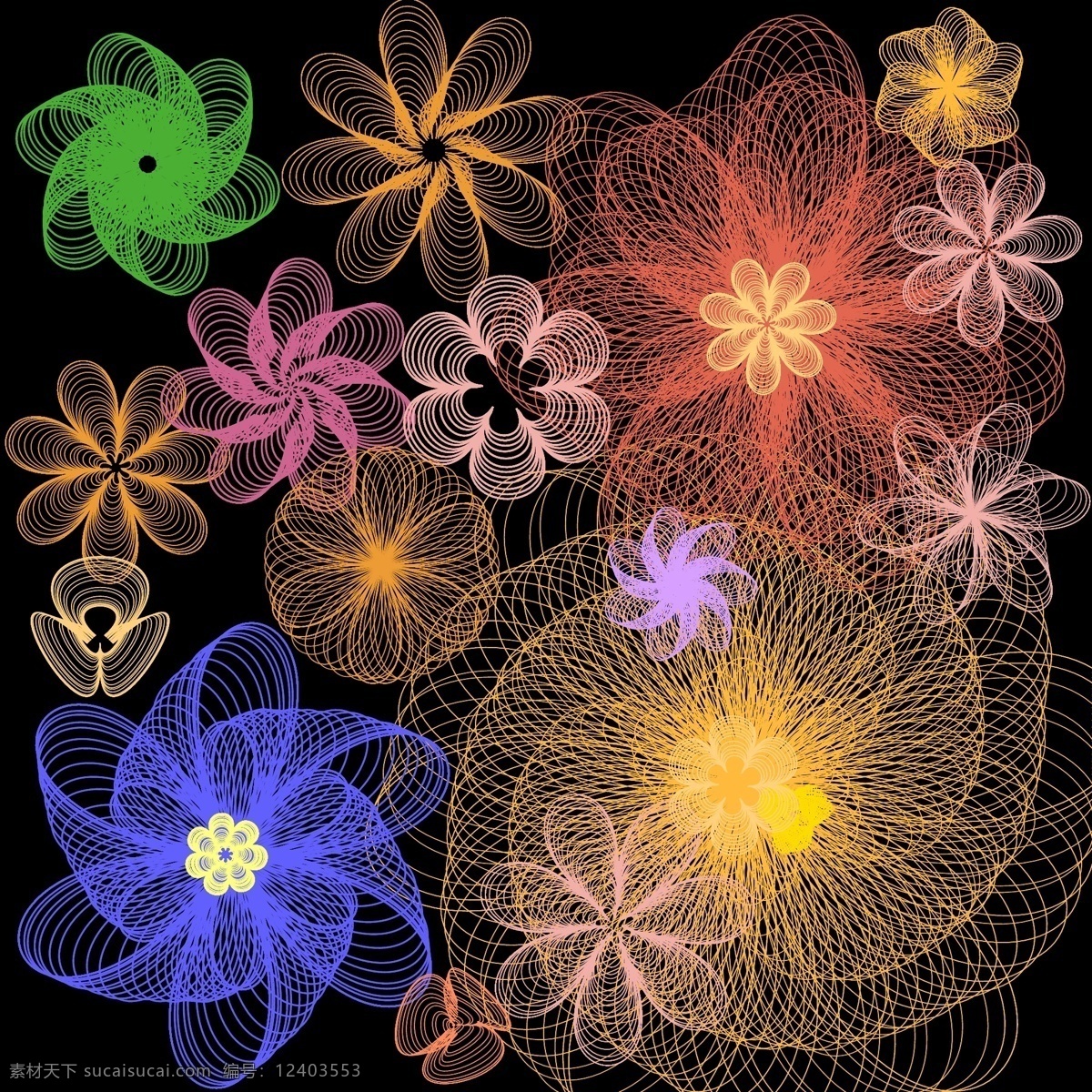 漂亮 小花 彩色 矢量 矢量图 花纹花边